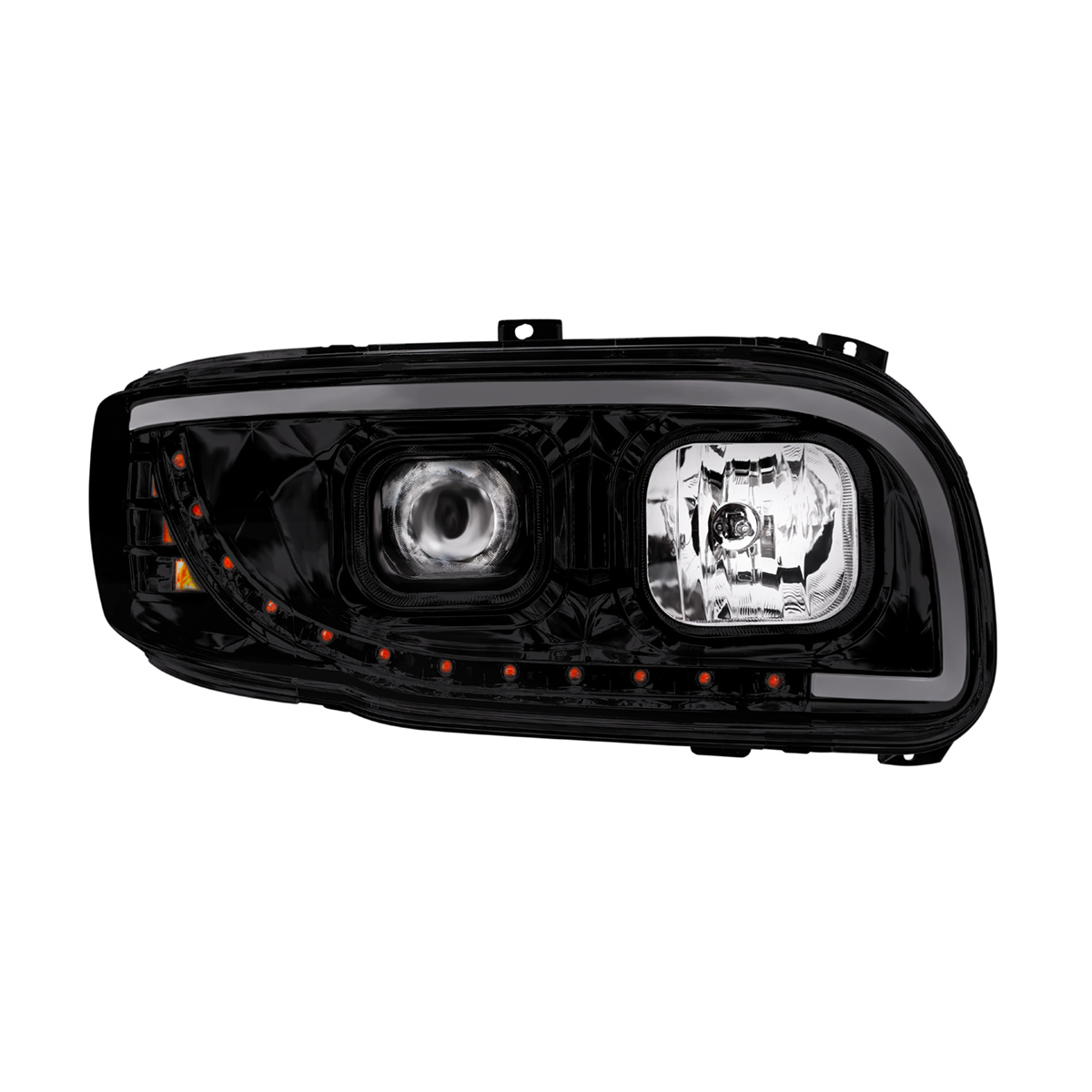 Blackout Projection Headlight With LED Turn Signal & Light Bar For 2008-2024 Peterbilt 389-Passenger - Thumbnail 6