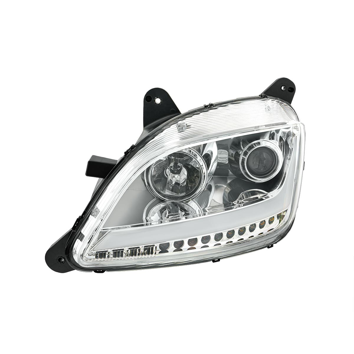 Chrome Projection Headlight With LED Position Light & Sequential Signal For 2012-2021 Peterbilt 579- Driver - Thumbnail 4