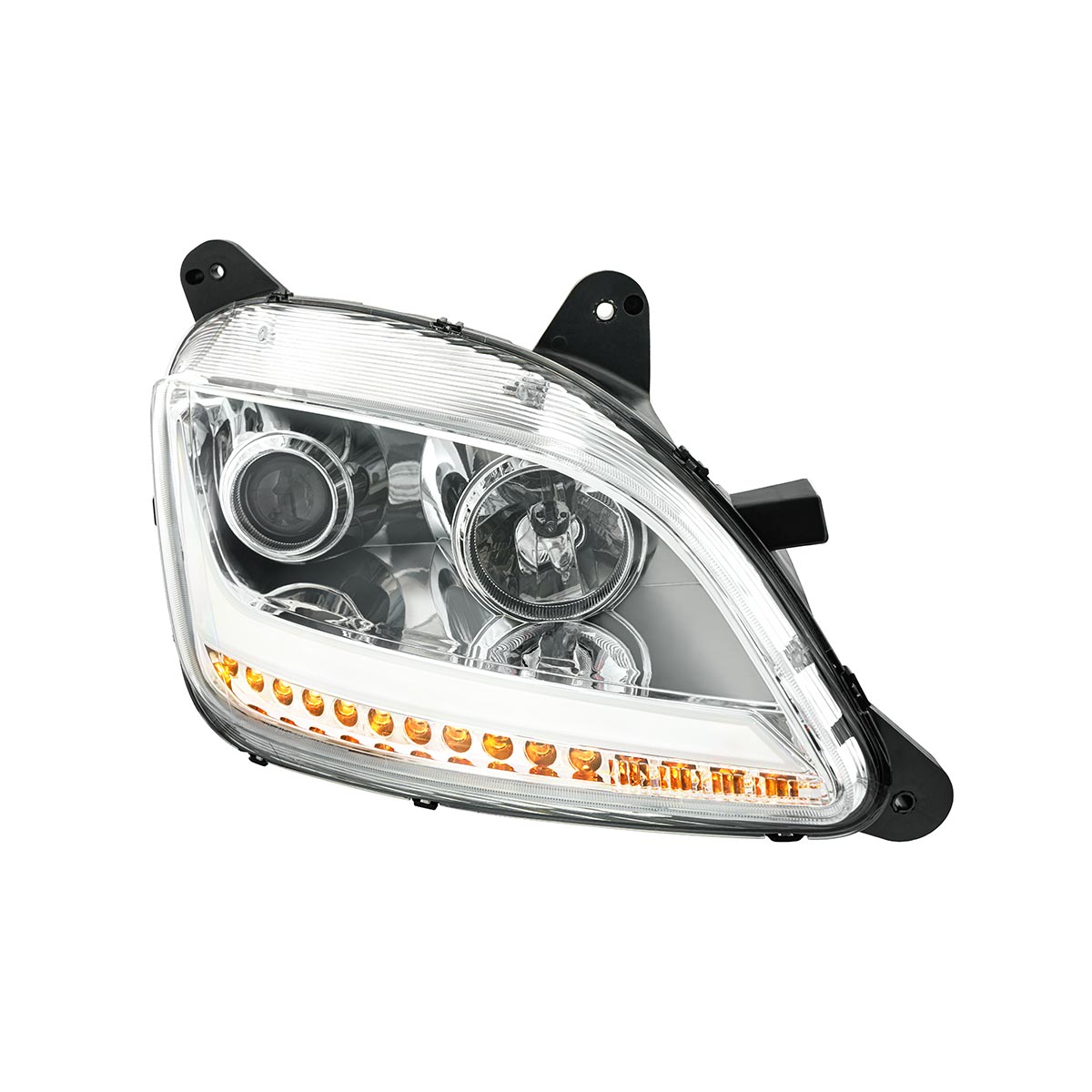 Chrome Projection Headlight With LED Position Light & Sequential Signal For 2012-2021 Peterbilt 579- Passenger - Thumbnail 3