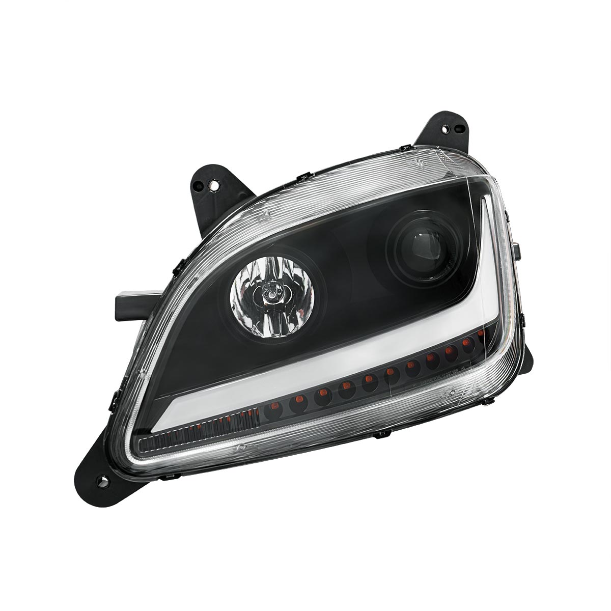 Black Projection Headlight With LED Position & Sequential Signal For 2012-2021 Peterbilt 579- Driver - Thumbnail 4