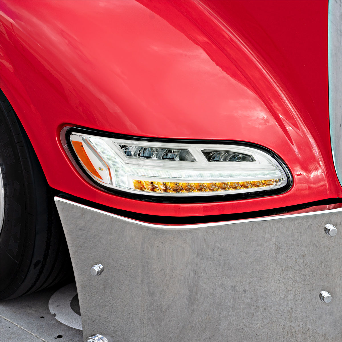 Chrome 6 LED Headlight For Peterbilt 386 (2006-2016) & 387 (2000-2011)- Passenger - Thumbnail 8