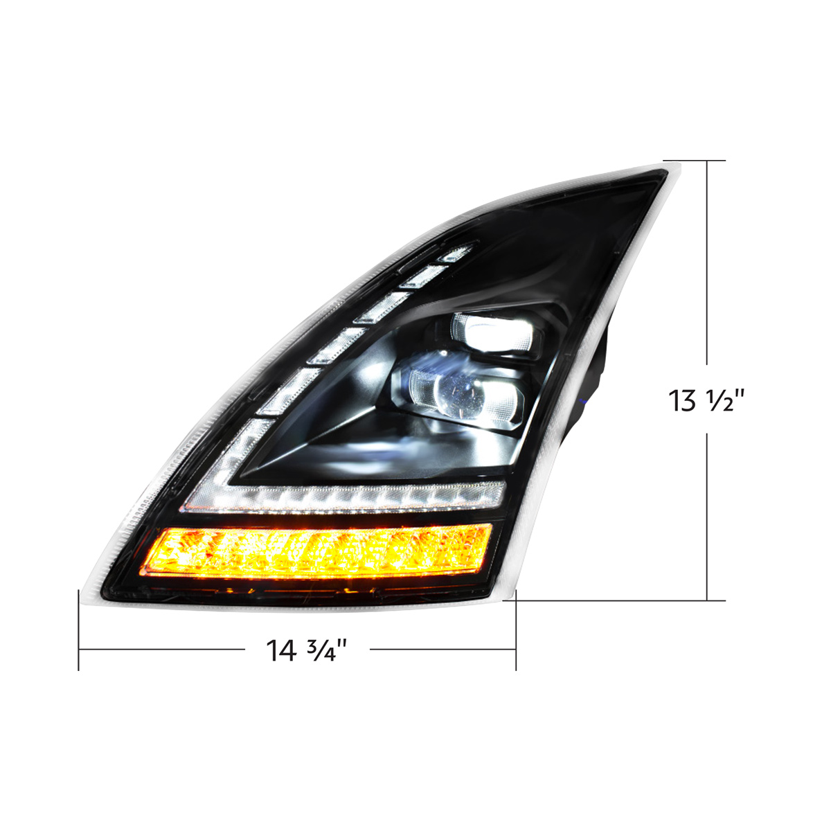 Blackout Full LED Headlight  With Switchable Sequential Turn Signal. 2018-2024 Volvo VNL-Driver - Thumbnail 13