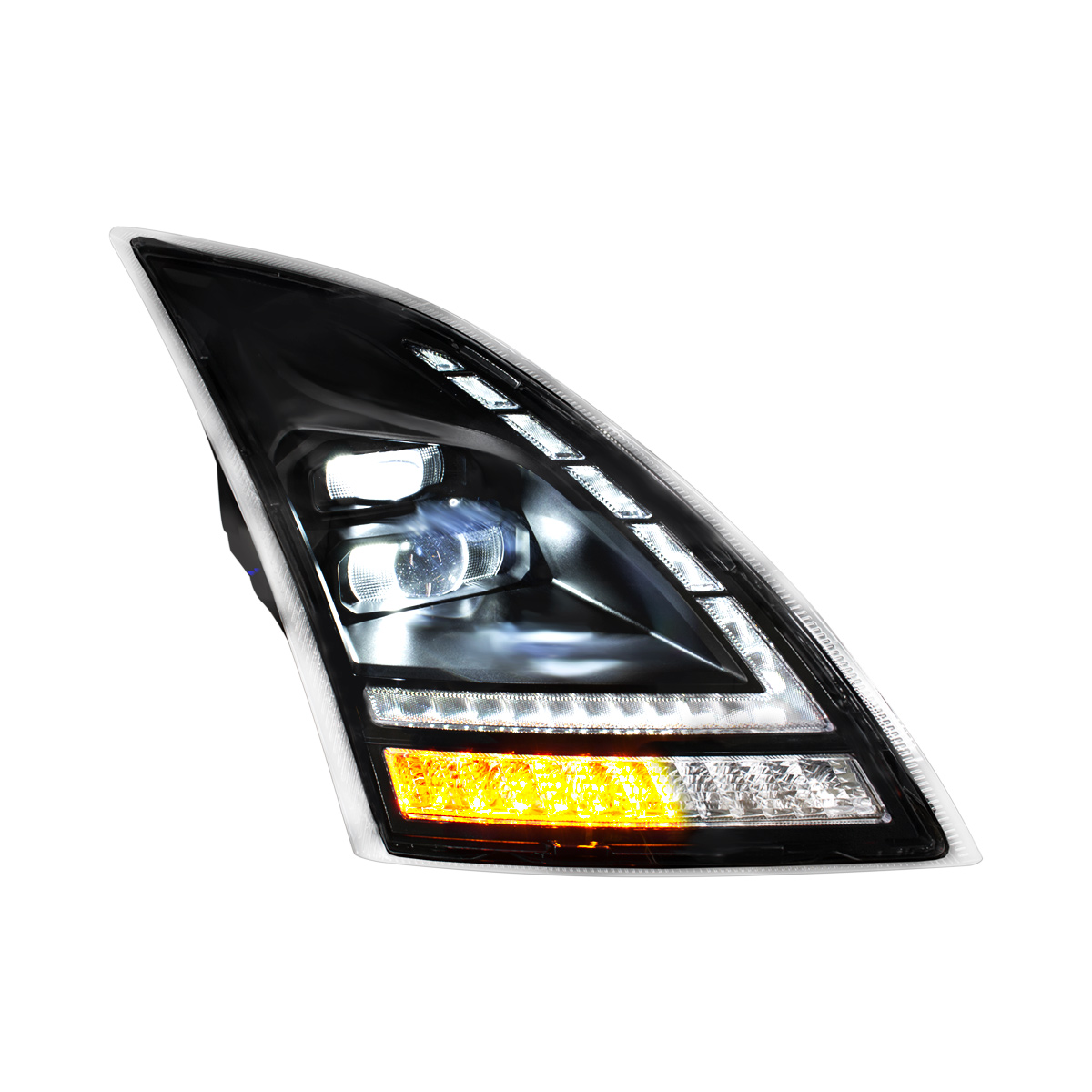 Blackout Full LED Headlight  With Switchable Sequential Turn Signal. 2018-2024 Volvo VNL-Passenger - Thumbnail 2