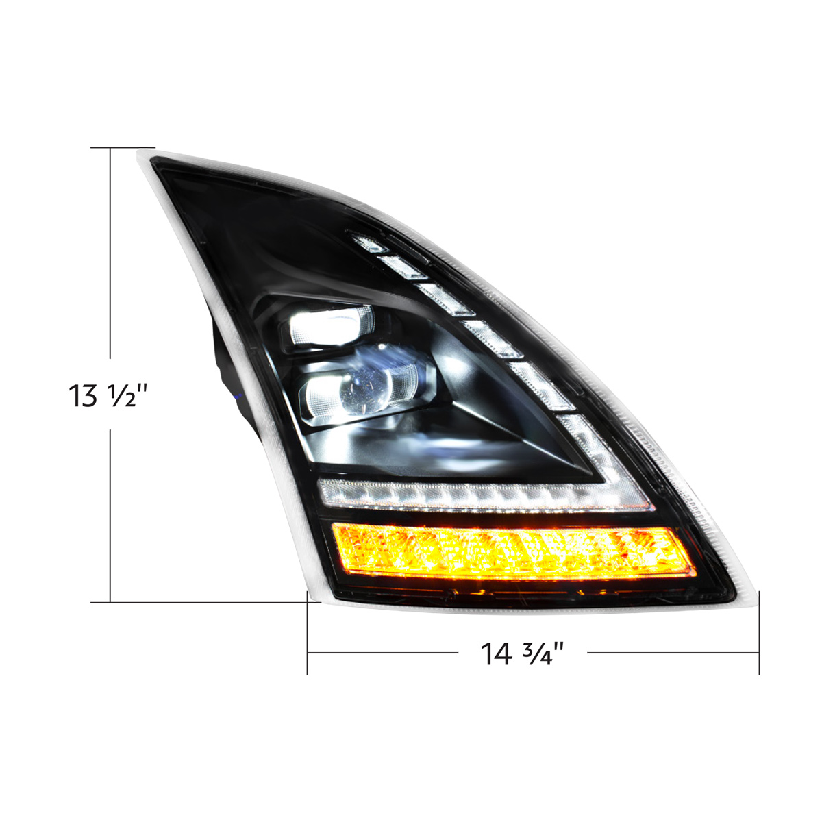 Blackout Full LED Headlight  With Switchable Sequential Turn Signal. 2018-2024 Volvo VNL-Passenger - Thumbnail 13