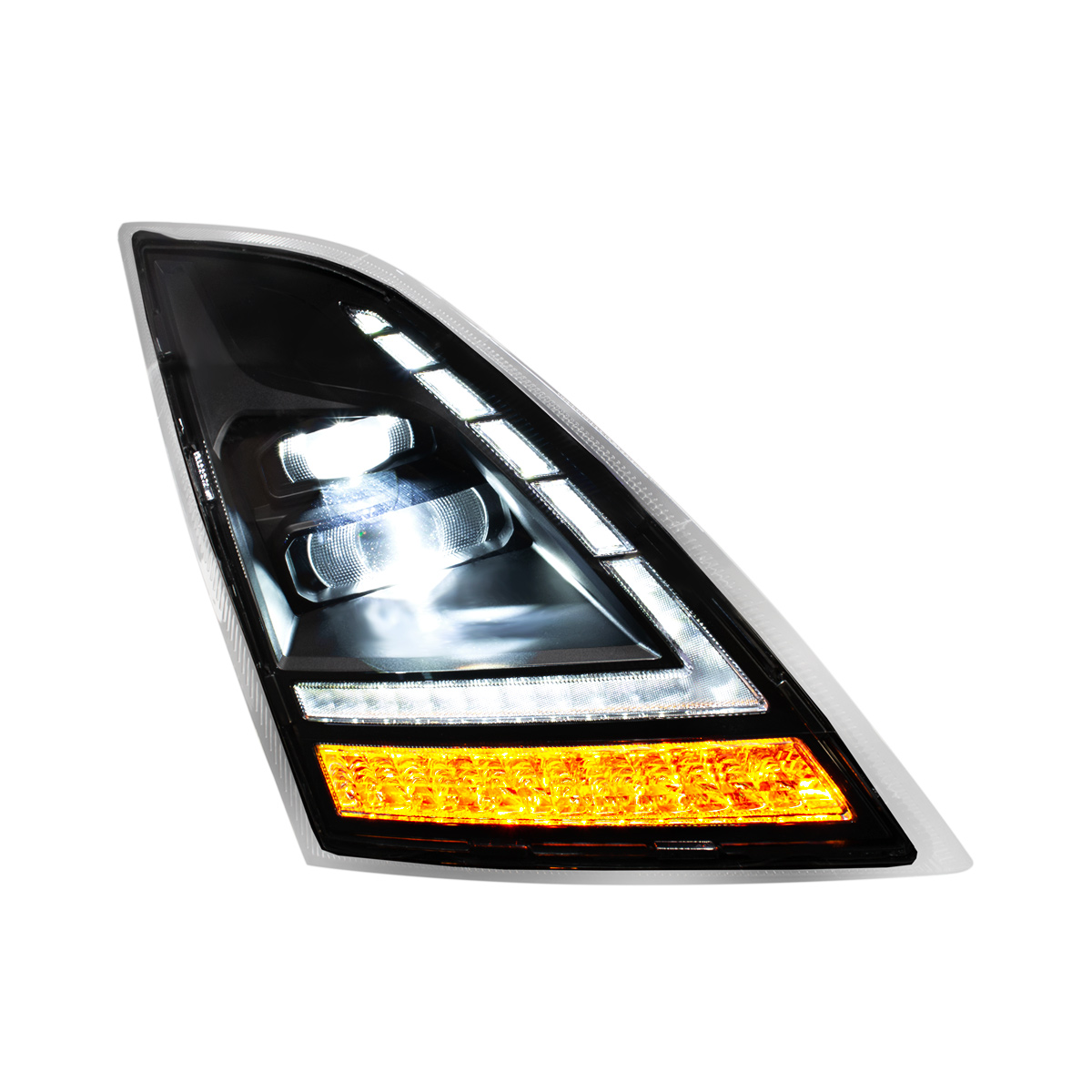 Blackout Full LED Headlight  With Switchable Sequential Turn Signal. 2018-2024 Volvo VNL-Passenger - Thumbnail 7