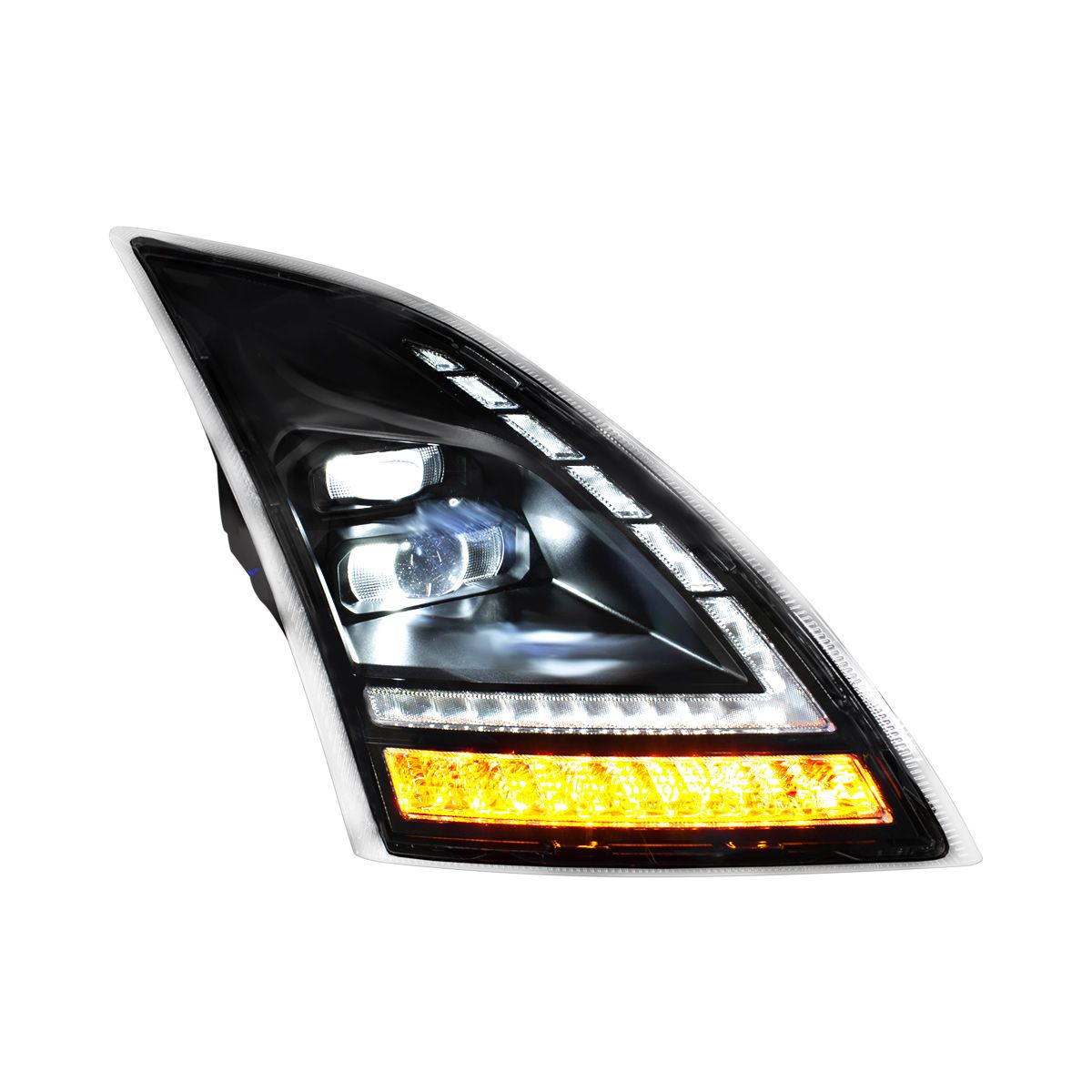 Blackout Full LED Headlight With LED Turn Signal and DRL For 2018-2024 Volvo VNL-Passenger