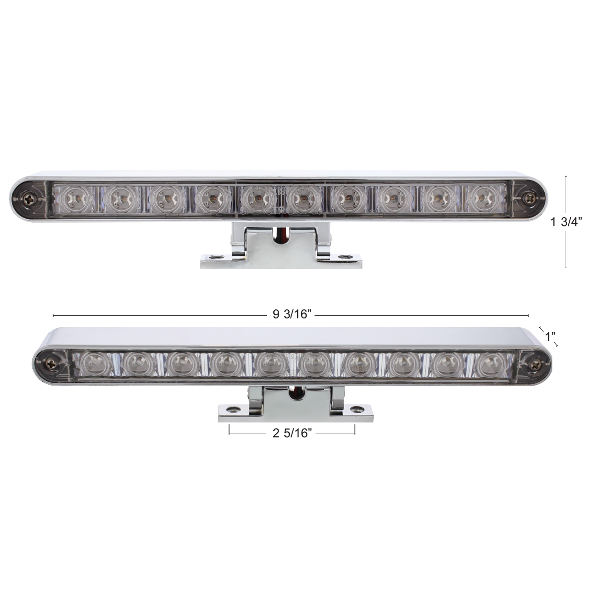 10 LED Dual Function 3rd Brake Light With Chrome Swivel Pedestal Base - Red LED/Clear Lens - Thumbnail 10