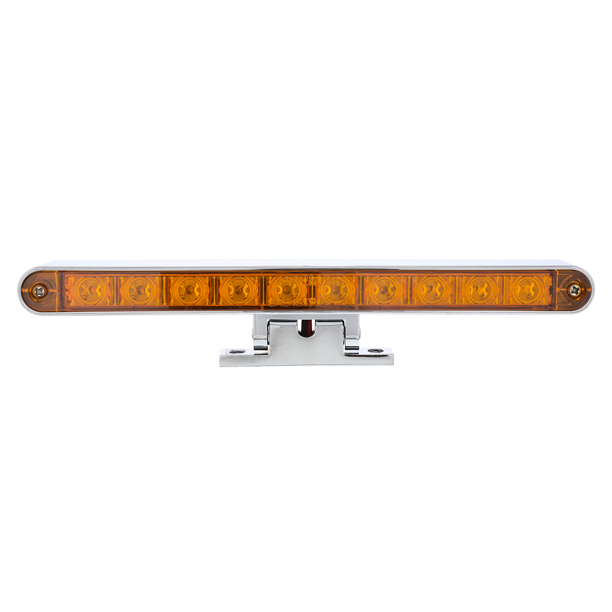 Chrome 10 LED Light Bar With 180 Degree Swivel Base - Dual Function Amber LED/Amber Lens - Thumbnail 2