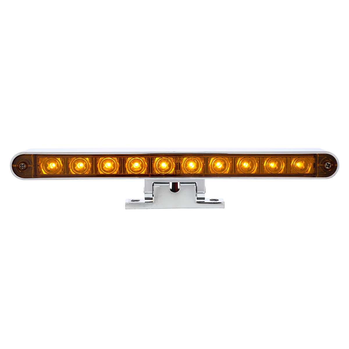 Chrome 10 LED Light Bar With 180 Degree Swivel Base - Dual Function Amber LED/Amber Lens - Thumbnail 11
