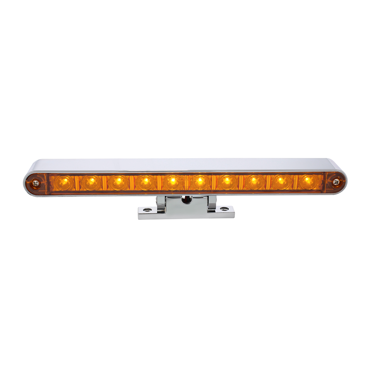 Chrome 10 LED Light Bar With 180 Degree Swivel Base - Dual Function Amber LED/Amber Lens - Thumbnail 3