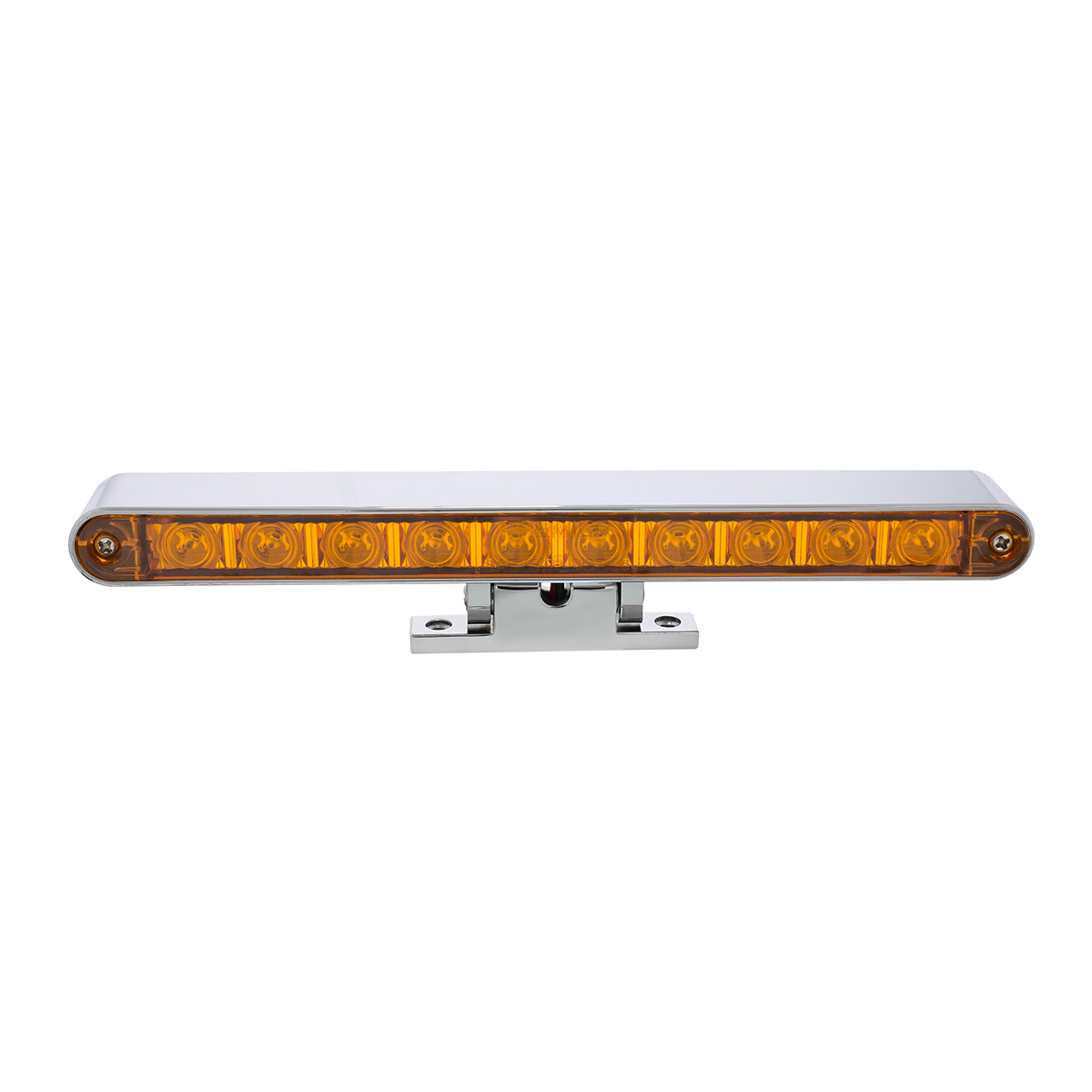 Chrome 10 LED Light Bar With 180 Degree Swivel Base - Dual Function Amber LED/Amber Lens - Thumbnail 4