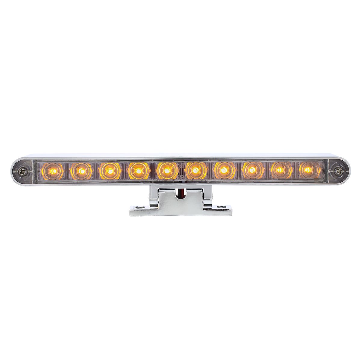 Chrome 10 LED Light Bar With 180 Degree Swivel Base - Dual Function Amber LED/Clear Lens
