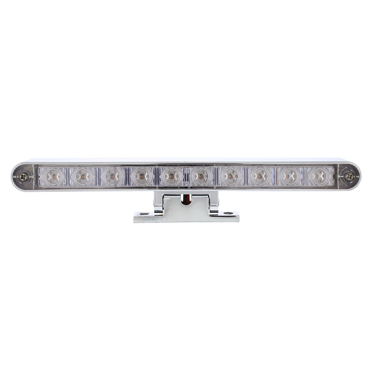 Chrome 10 LED Light Bar With 180 Degree Swivel Base - Dual Function Amber LED/Clear Lens - Thumbnail 2
