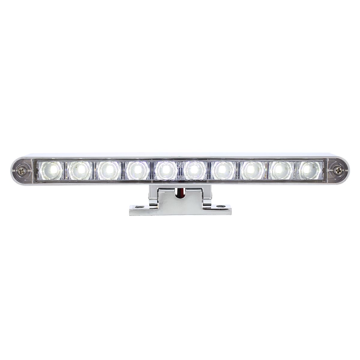 Chrome 10 LED Light Bar With 180 Degree Swivel Base - Dual Function White LED/Clear Lens