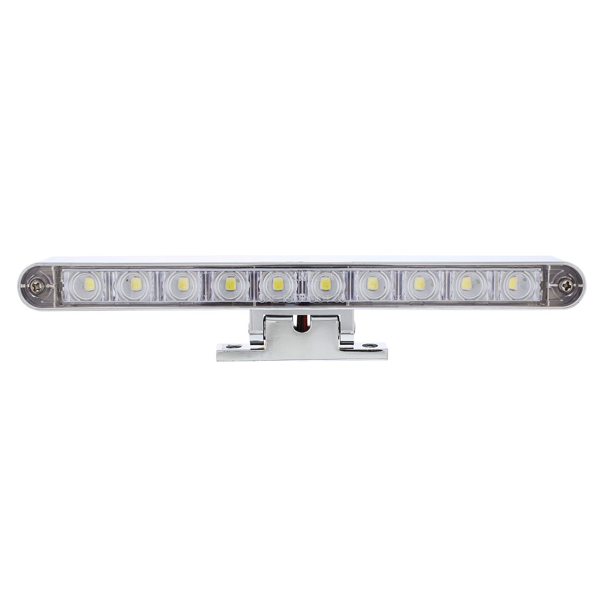 Chrome 10 LED Light Bar With 180 Degree Swivel Base - Dual Function White LED/Clear Lens - Thumbnail 2