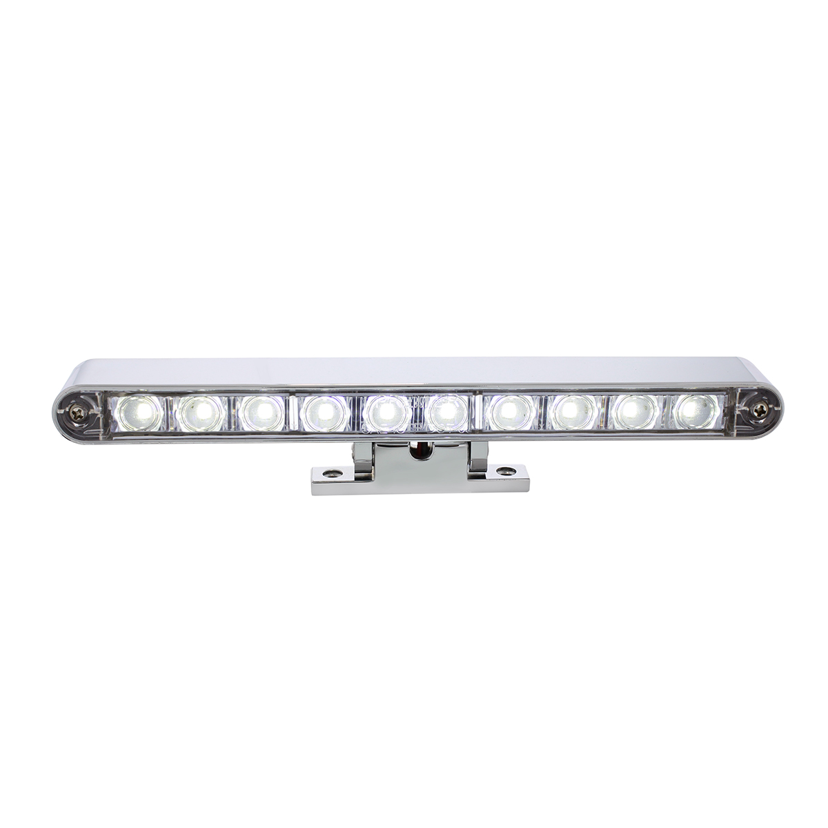 Chrome 10 LED Light Bar With 180 Degree Swivel Base - Dual Function White LED/Clear Lens - Thumbnail 3