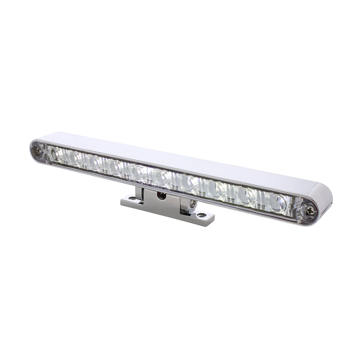 Chrome 10 LED Light Bar With 180 Degree Swivel Base - Dual Function White LED/Clear Lens - Thumbnail 5