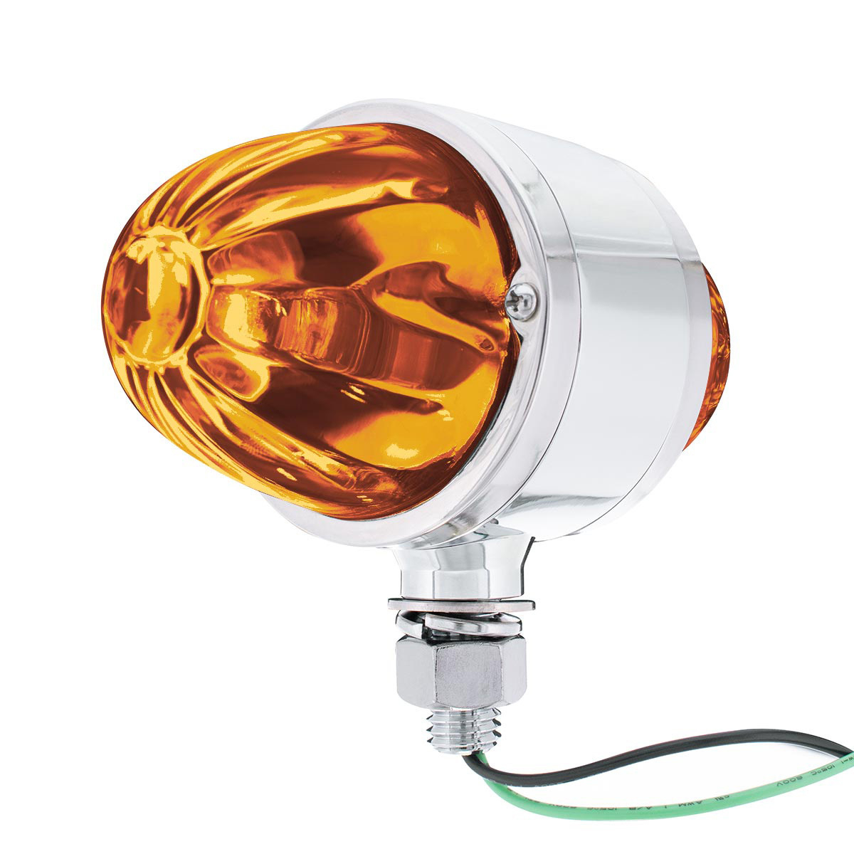 Chrome Double Face Housing With 2 Watermelon Glass Lens - Dark Amber - Thumbnail 8