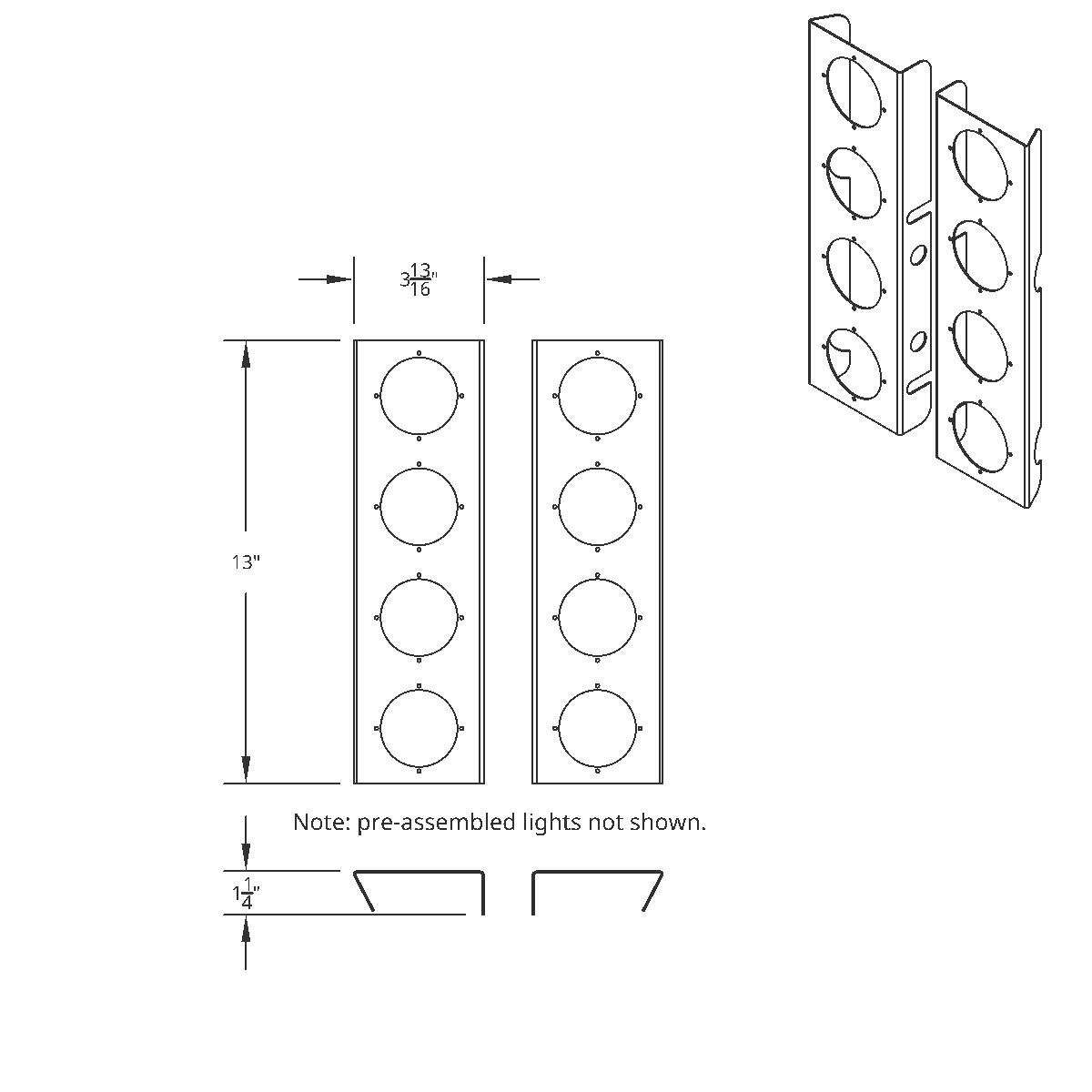 SS Front Air Cleaner Bracket With 8X 9 LED 2" Beehive Lights & Bezels For Peterbilt-Amber LED & Lens - Thumbnail 2