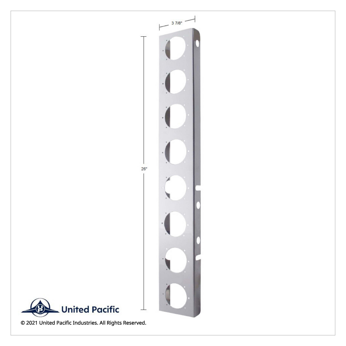 SS Front Air Cleaner Bracket With 16X 9 LED 2" Lights For Peterbilt-Amber LED & Lens - Thumbnail 2