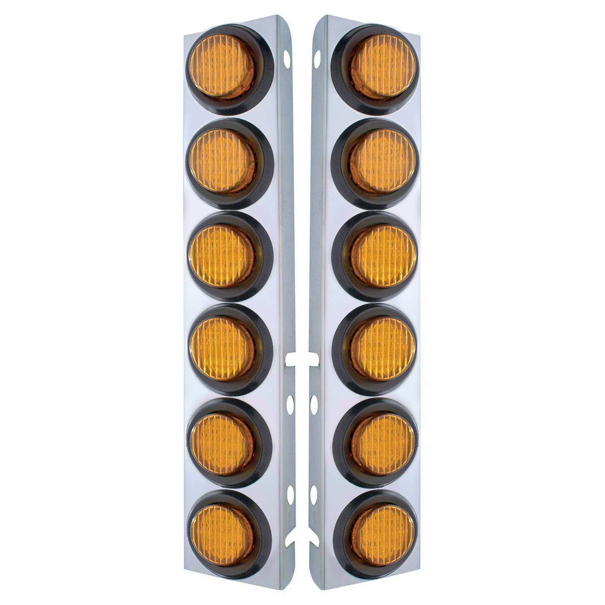 SS Front Air Cleaner Bracket With 12X 9 LED 2" Lights For Peterbilt-Amber LED & Lens - Thumbnail 3