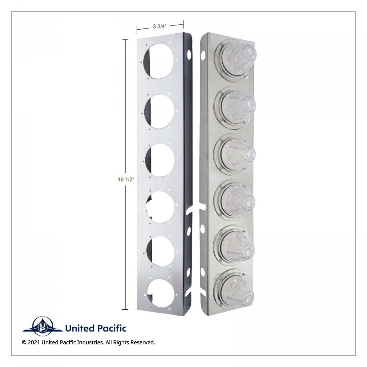 SS Front Air Cleaner Bracket With 12X 11 LED Watermelon Lights & Visors For Peterbilt-Amber LED & Lens - Thumbnail 2