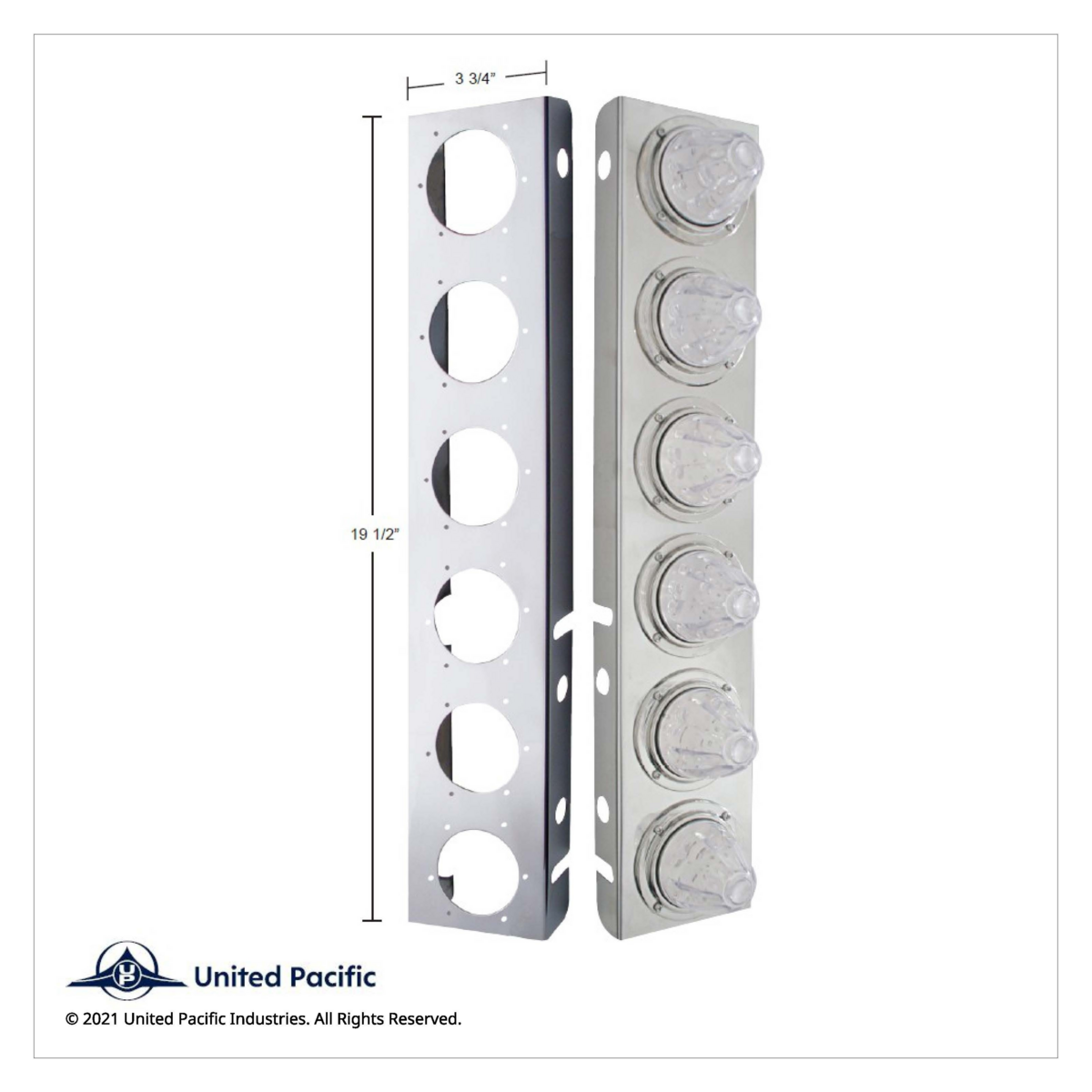 SS Front Air Cleaner Bracket With 12X 11 LED Watermelon Lights & Bezels For Peterbilt-Amber LED/Clear Lens - Thumbnail 2