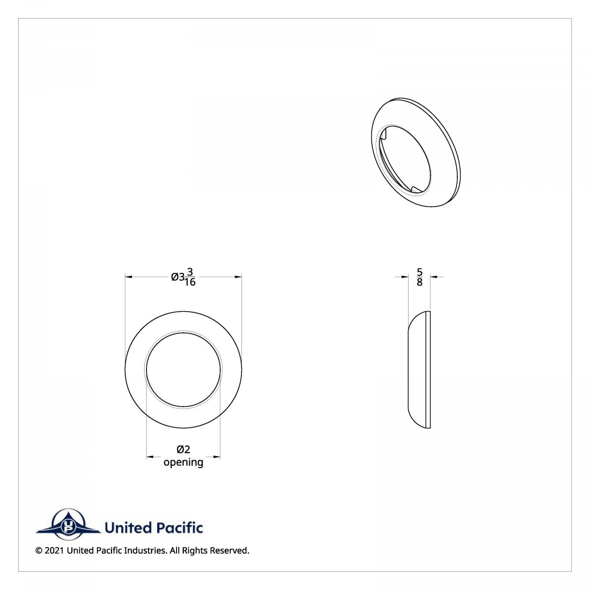 Chrome Twist-On Light Bezel For 2" Round Light Grommet - Thumbnail 3