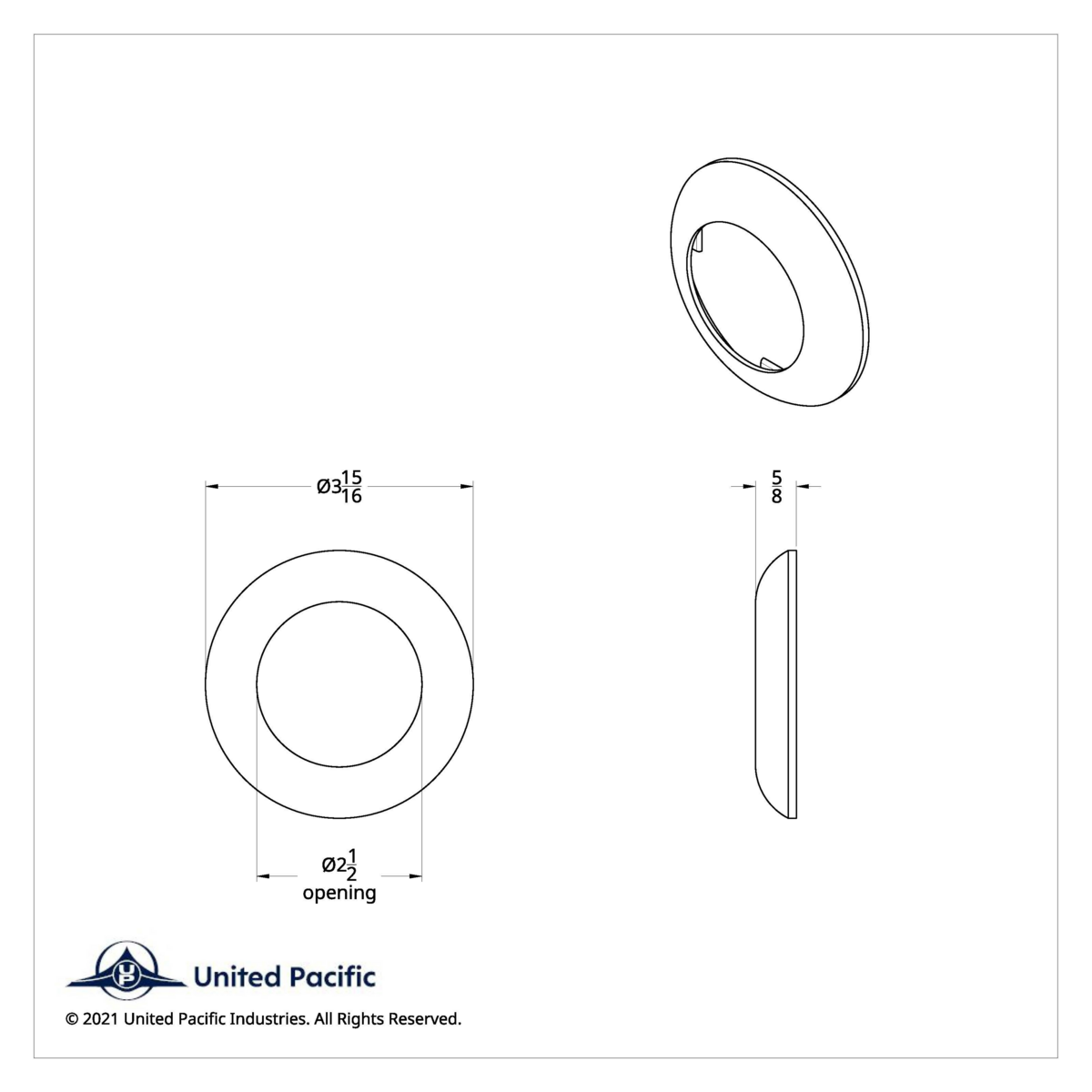 Chrome Twist-On Light Bezel For 2.5" Round Light Grommet - Thumbnail 4