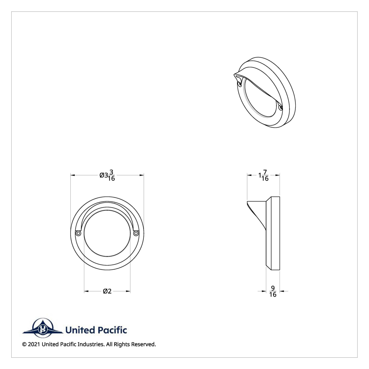2'' Chrome Plastic Mirror Light Bezel With Visor - Thumbnail 4
