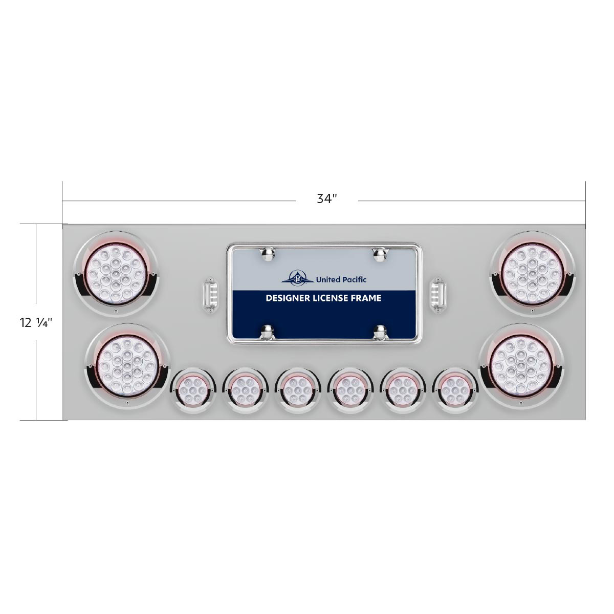 SS Rear Center Panel With 4X 19 LED 4" & 6X 7 LED 2" Double Fury Lights & Visors-Red & Green LED - Thumbnail 6