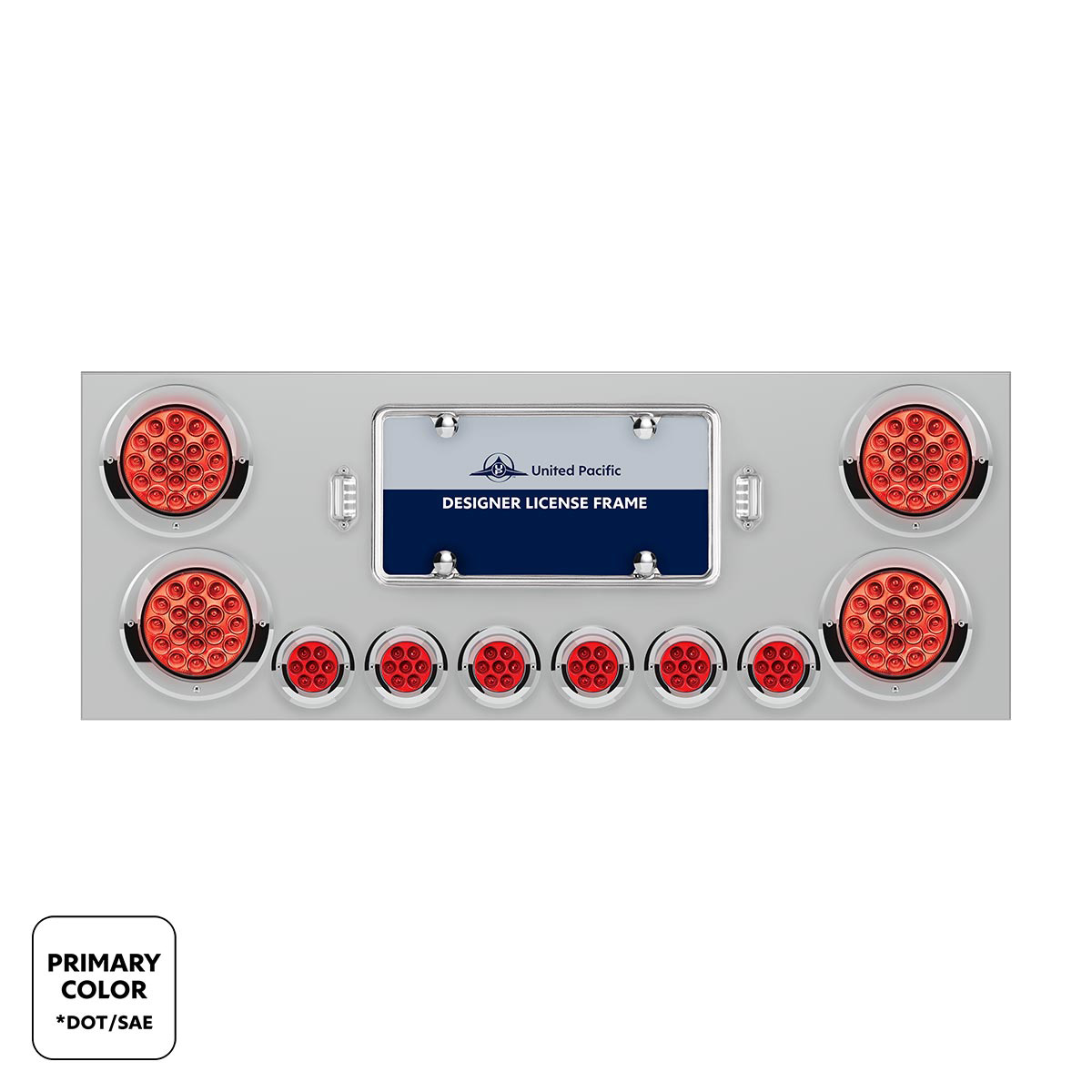 SS Rear Center Panel With 4X 19 LED 4" & 6X 7 LED 2" Double Fury Lights & Visors-Red & White LED - Thumbnail 2