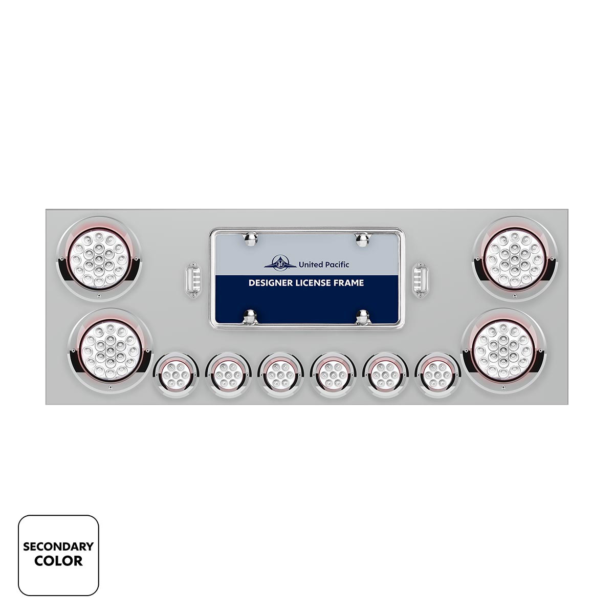 SS Rear Center Panel With 4X 19 LED 4" & 6X 7 LED 2" Double Fury Lights & Visors-Red & White LED - Thumbnail 3