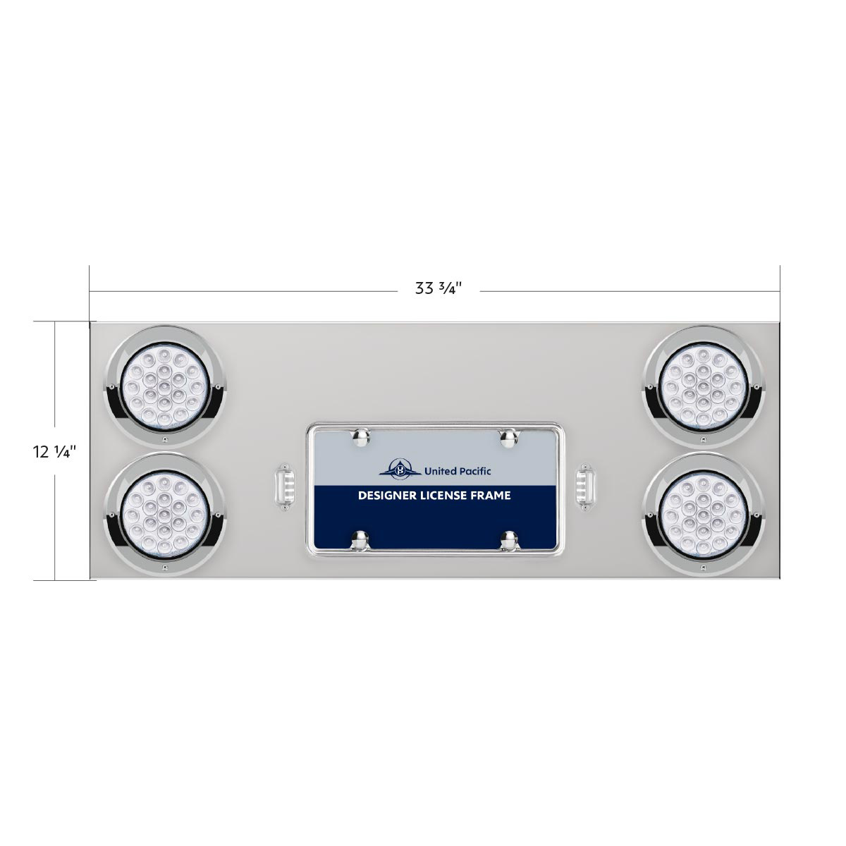 33-3/4" SS Rear Center Panel With 4X 19 LED 4" Double Fury Lights & Visors-Red & Amber LED - Thumbnail 6