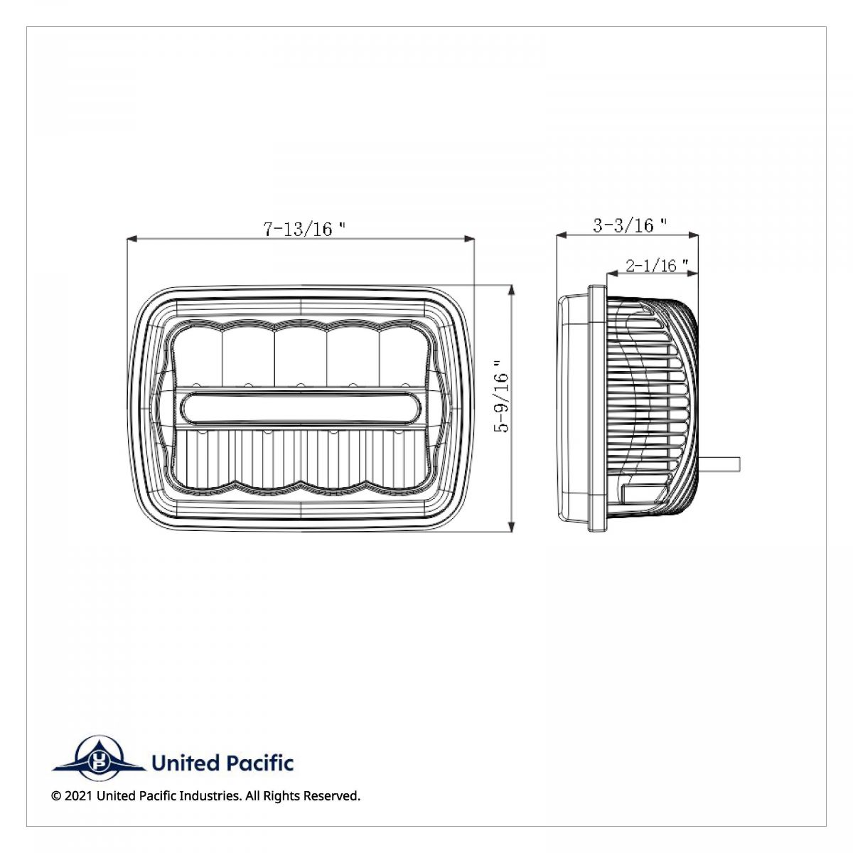 ULTRALIT - 9 High Power LED 5" X 7`" Rectangular Light With White Position Light Bar - Thumbnail 8