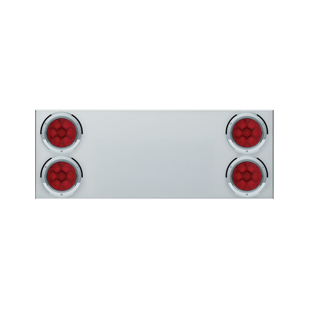 33-3/4" Stainless Rear Center Panel With Four 7 LED 4" Light & Bezel (No LP Holes)- Red LED/Red Lens - CS - Thumbnail 2