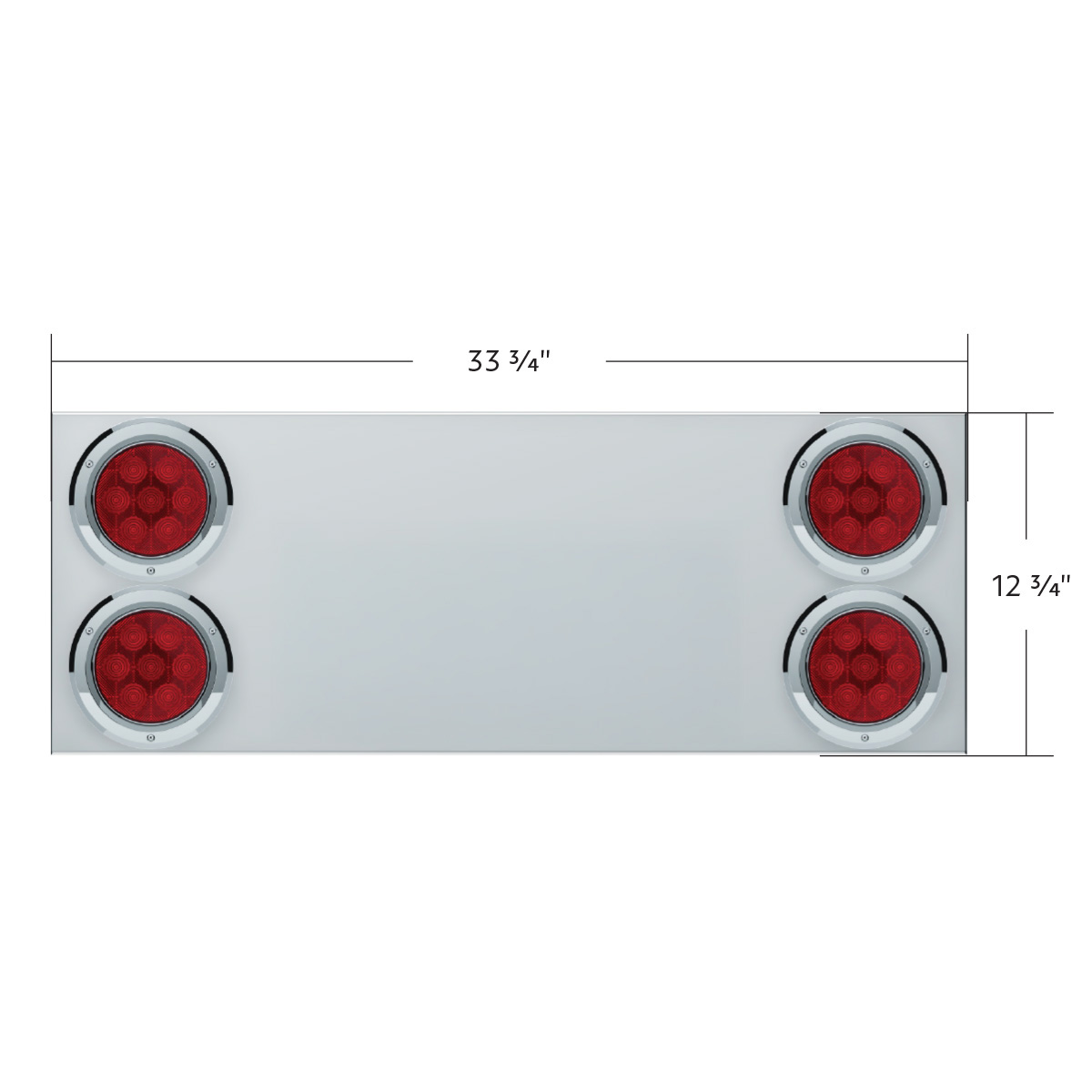 33-3/4" Stainless Rear Center Panel With Four 7 LED 4" Light & Bezel (No LP Holes)- Red LED/Red Lens - CS - Thumbnail 4