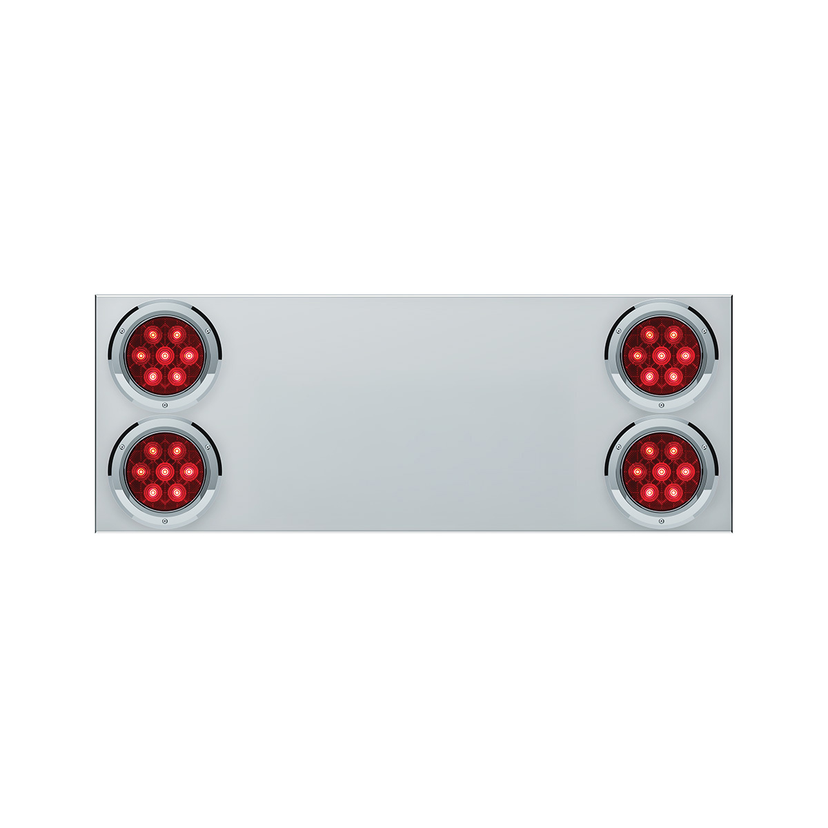 33-3/4" Stainless Rear Center Panel With Four 7 LED 4" Light & Bezel (No LP Holes)- Red LED/Red Lens - CS - Thumbnail 7