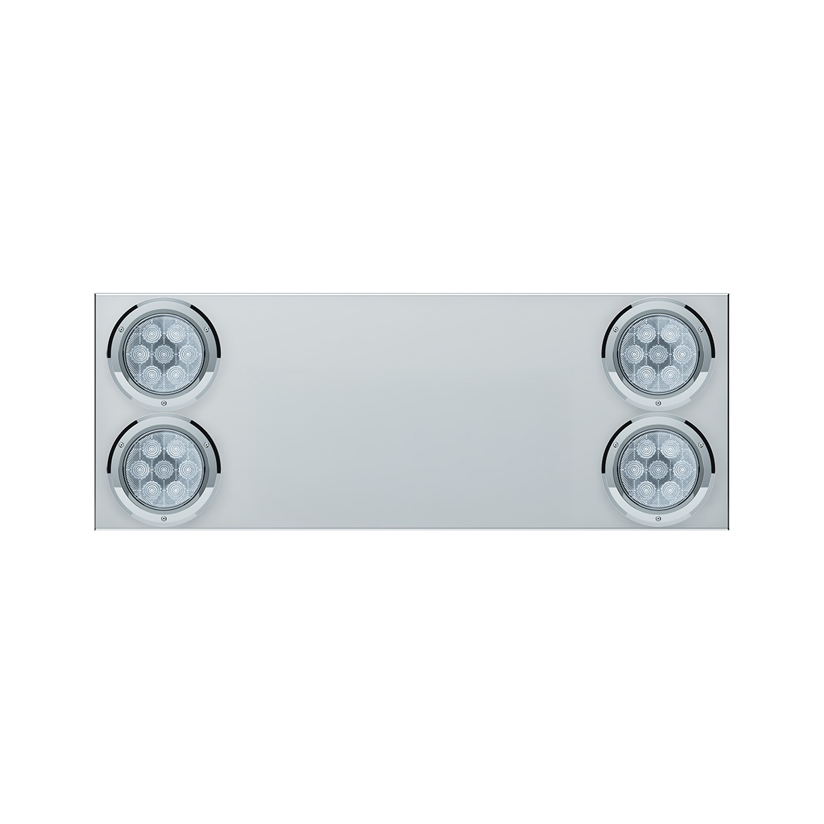 33-3/4" Stainless Rear Center Panel With Four 7 LED 4" Light & Bezel (No LP Holes)- Red LED/Clear Lens - CS - Thumbnail 2