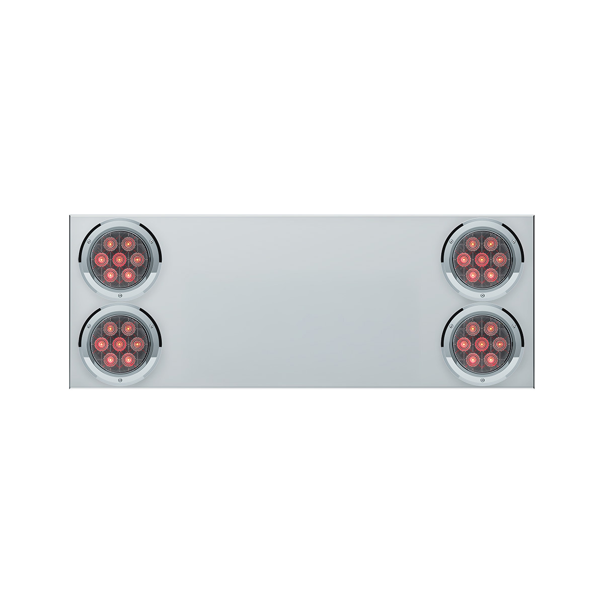 33-3/4" Stainless Rear Center Panel With Four 7 LED 4" Light & Bezel (No LP Holes)- Red LED/Clear Lens - CS - Thumbnail 7