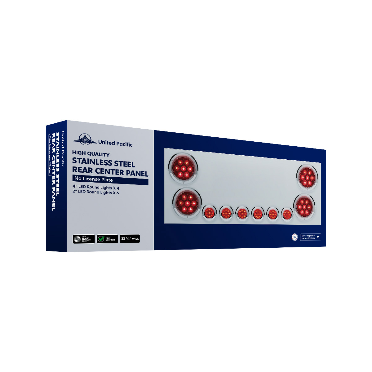 SS Rear Center Panel With 4X Red LED 4" Light & 6X Red LED 2" Light & Bezel -Red Lens (No LP Holes)-CS - Thumbnail 5