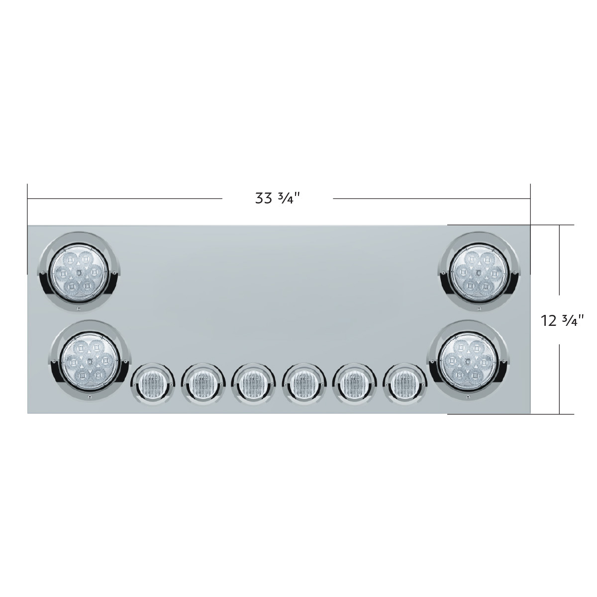 SS Rear CP With 4X 7 LED 4" Reflector Lights & 6X 9 LED 2" Lights & Visors (No LP Holes)-Red LED/Clear Lens - Thumbnail 4