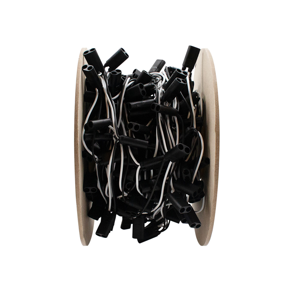 200 Count 2-Prong Female Bullet Plugs 16G Wire Harness Roll - 66' W/4" Lead Between Plugs - Thumbnail 3