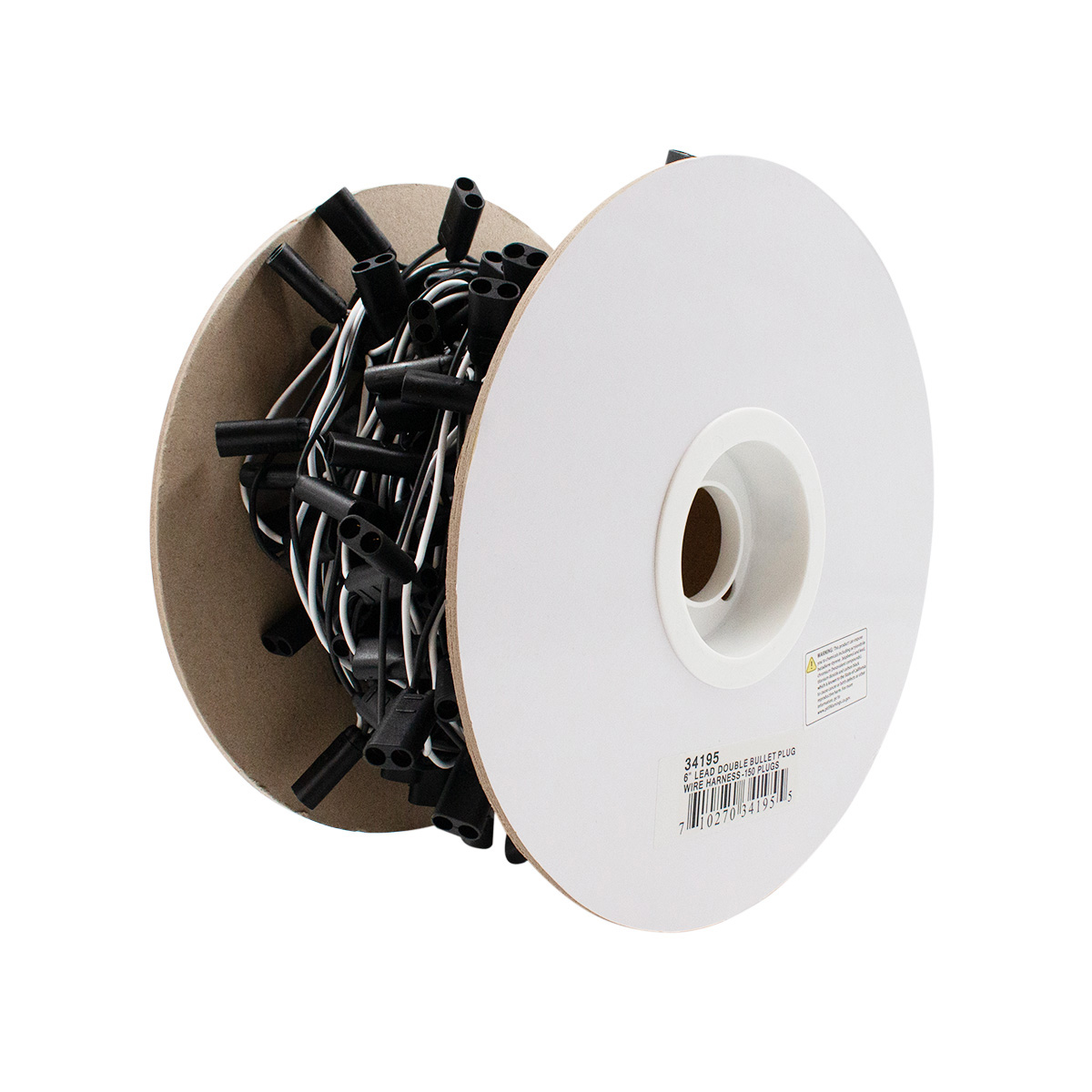 150 Count 2-Prong Female Bullet Plugs 16G Wire Harness Roll - 75' W/6" Lead Between Plugs - Thumbnail 2