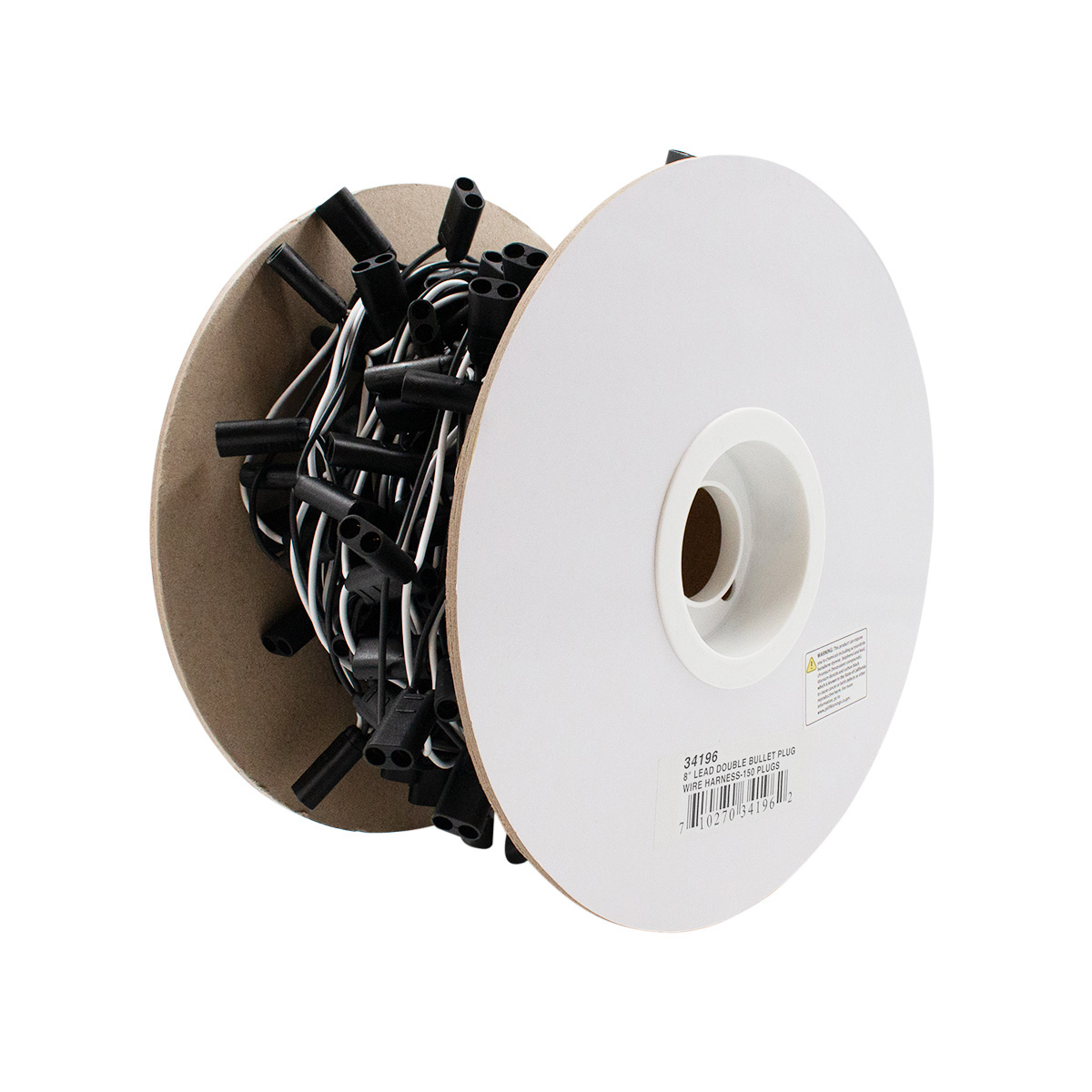 150 Count 2-Prong Female Bullet Plugs 16G Wire Harness Roll - 100' W/8" Lead Between Plugs - Thumbnail 2