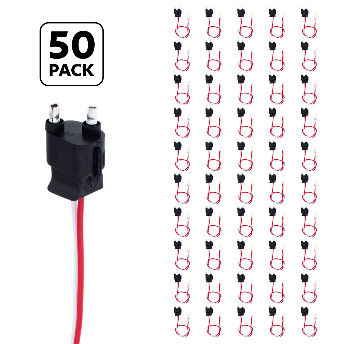 2 Wire Pigtail With 2 Prong Straight Plug - 12" Lead (50-Pack) - Thumbnail 7