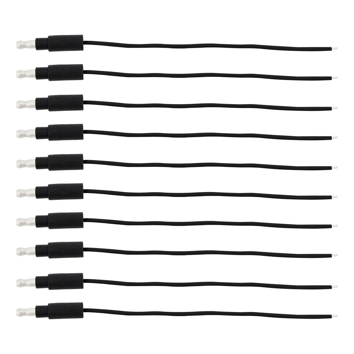 6" Single Lead Wire With .180 Bullet Termination & Stripped End - Black (10 Pcs) - Thumbnail 6