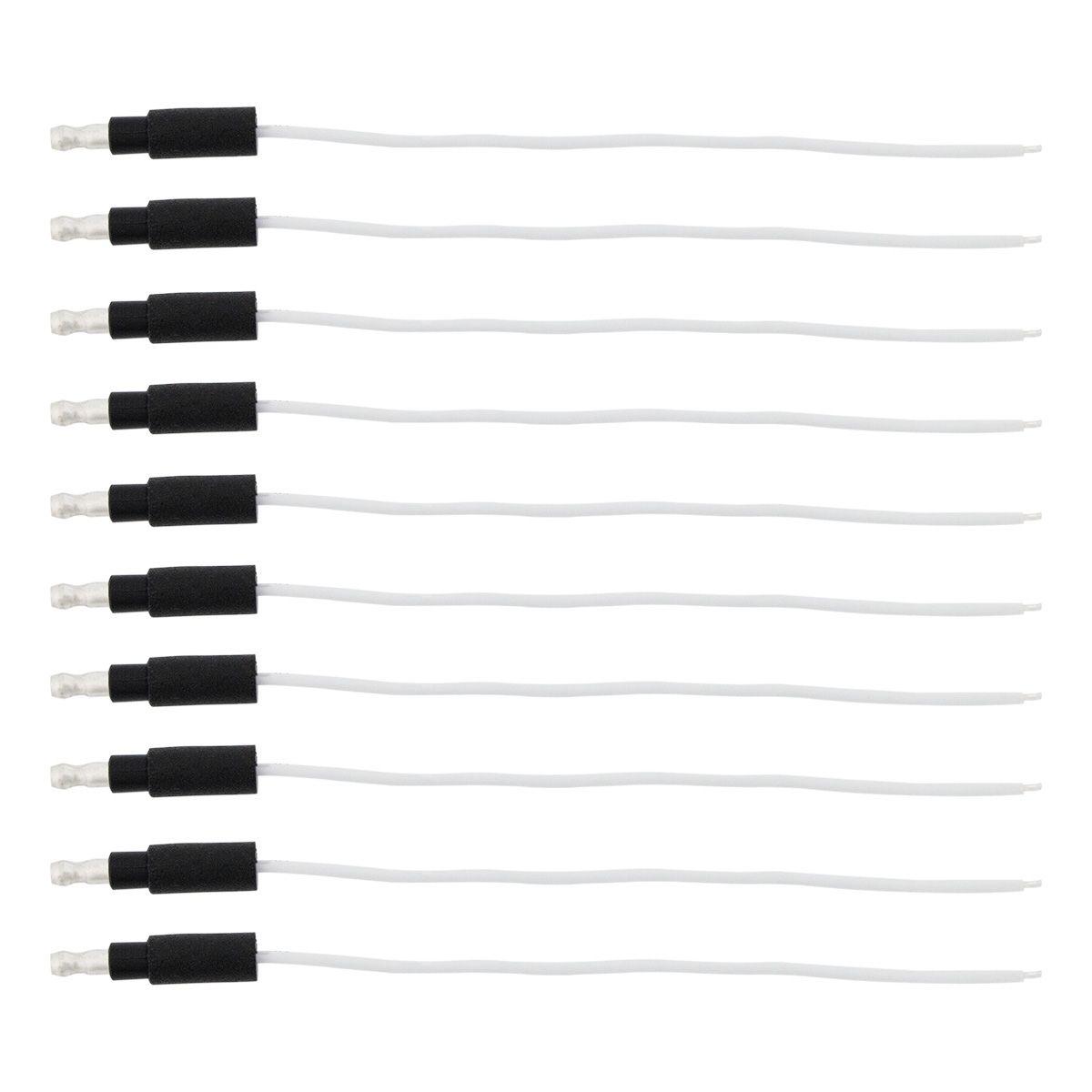 6" Single Lead Wire With .180 Bullet Termination & Stripped End - White (10 Pcs)