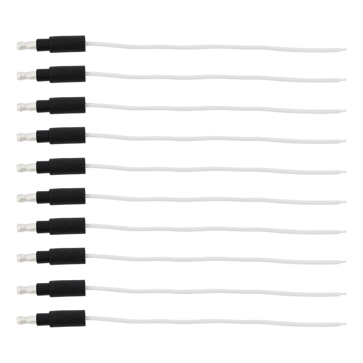 6" Single Lead Wire With .180 Bullet Termination & Stripped End - White (10 Pcs) - Thumbnail 6