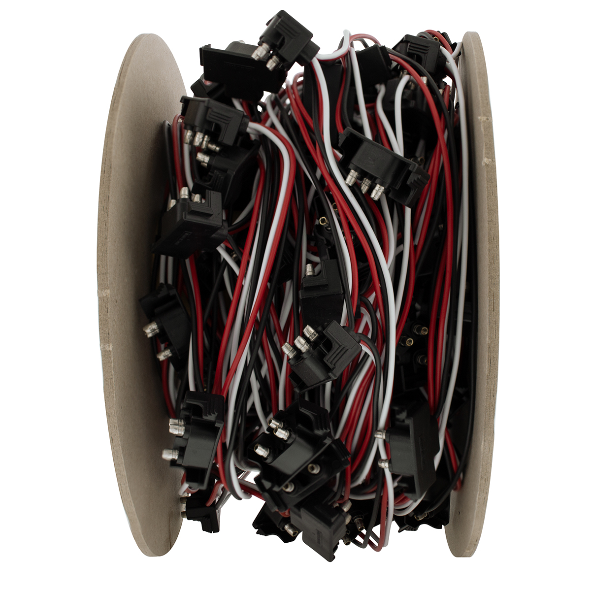 100 Count 3-Prong Male Right Angle Bullet Plugs Wire Harness Roll - 12" Lead Between Plugs - Thumbnail 3